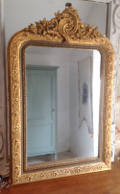 french antique rococo crested mirror
